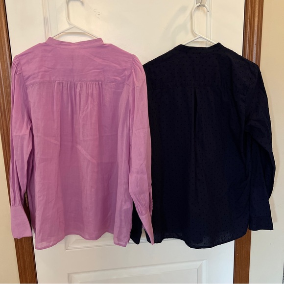 Ladies Large Set of 2 Like NEW Blouses: Loft Lavender + GAP Navy Dot - Picture 14 of 14